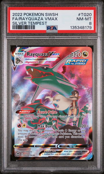 2022 Pokemon Sword and Shield Silver Tempest Trainer Gallery Rayquaza Vmax #TG20 PSA 8