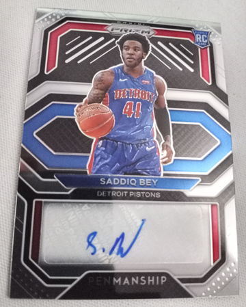 2020-21 Panini Prizm MINT Saddiq Bey Rookie Penmanship Autograph Rc  #RP-SBY ATLANTA HAWKS DETROIT PISTONS AUTO