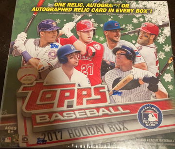 2017 Topps Holiday Mega Box (100 cards - 1 auto, auto relic, or relic in every box)