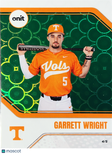 2026 ONIT Tennessee Volunteers Baseball Garrett Wright Green Pattern B-19 4/5