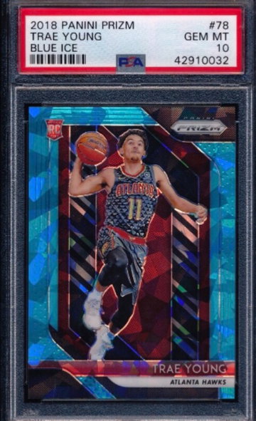 Trae Young 2018 Prizm Blue Ice RC /99 PSA 10