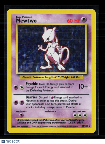 1999 Base Set Mewtwo Holo Rare #10/102