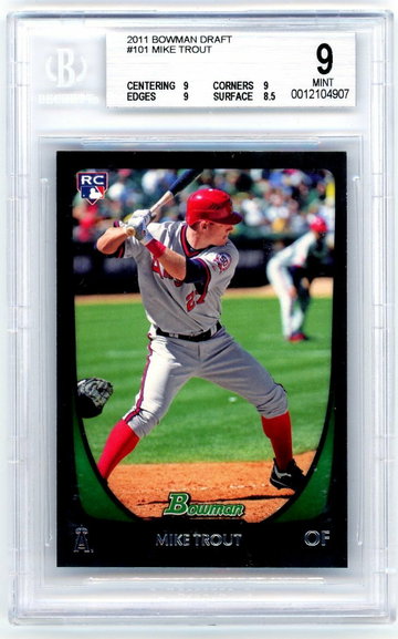 MIKE TROUT 2011 Bowman Draft Rookie Card RC #101 BGS 9 Mint LA Angels MVP