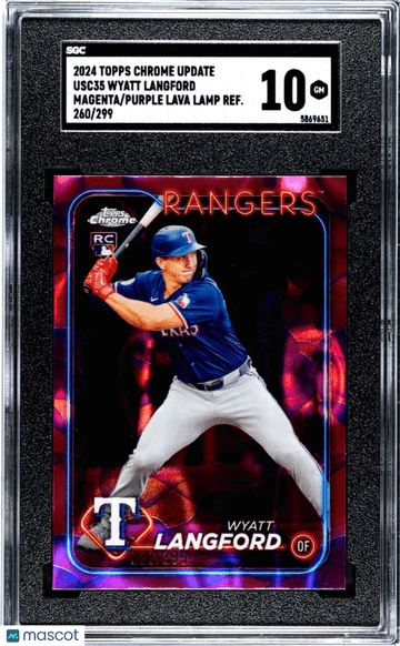 2024 Topps Chrome Update Wyatt Langford #USC35 Magenta Purple Lava Lamp Refractor SGC 10