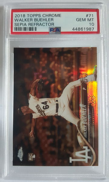 Walker Buehler 2018 Topps Chrome Sepia Refractor PSA 10 #71   