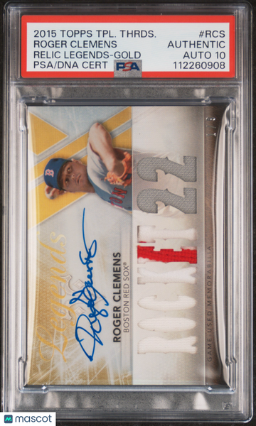 2015 Topps Triple Threads Relic Legends Roger Clemens #RCS Gold PSA A Auto 10