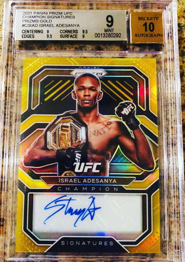 2021 UFC Panini Prizm Israel Adesanya Gold Auto BGS 9/10 9.5 Edges & Corners