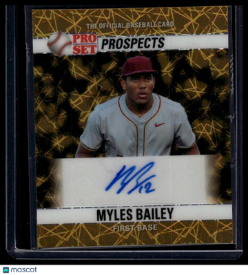 2026 Pro Set Metal - 1990 Pro Set Autographs Mini Lazer Gold Myles Bailey #90AM-MB1 AU SN