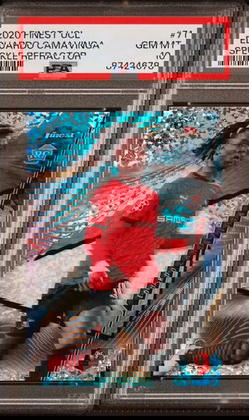 2020-21 Topps Finest UCL Eduardo Camavinga Speckle Refractor Rookie RC PSA 10