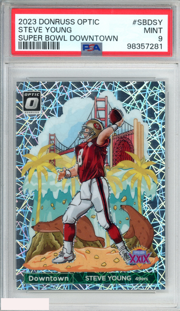 2023 PANINI DONRUSS OPTIC SUPER BOWL DOWNTOWN STEVE YOUNG #SBDSY PSA 9