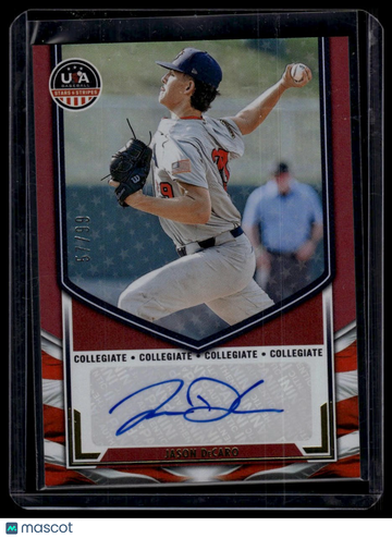 2025 Panini Stars & Stripes USA Baseball Jason DeCaro #NTS-JD Collegiate National Team Signatures Red SN AU