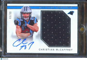 Christian McCaffrey 2018 Panini National Treasures Jersey Patch Auto /99 Carolina Panthers