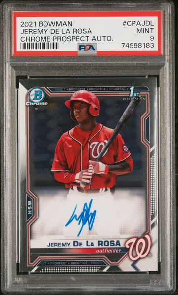 2021 Bowman Chrome Prospect Auto Jeremy De La Rosa #CPA-JDL PSA 9