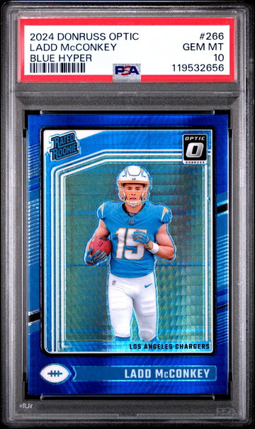 2024 Donruss Optic Blue Hyper Ladd Mcconkey #266 PSA 10