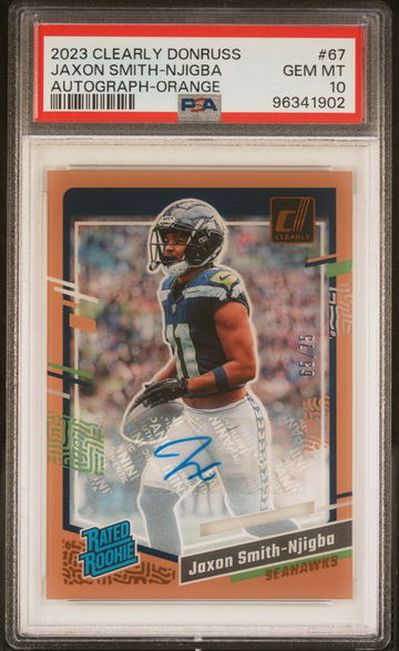 2023 Panini Clearly Donruss Autograph-Orange Jaxon Smith-Njigba #67 /15 PSA 10