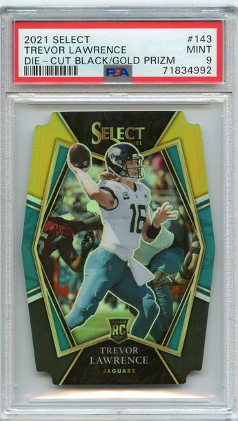 2021 Select Prizm Black and Gold Die Cut #143 Trevor Lawrence PSA 9