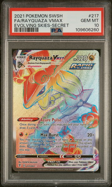 2021 Pokemon Sword and Shield Evolving Skies Secret Rare Rayquaza Vmax #217 PSA 10