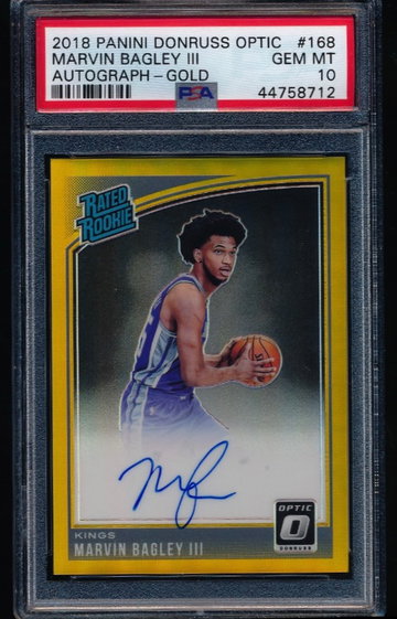 Marvin Bagley 2018 Optic Gold Auto /10 RC PSA 10