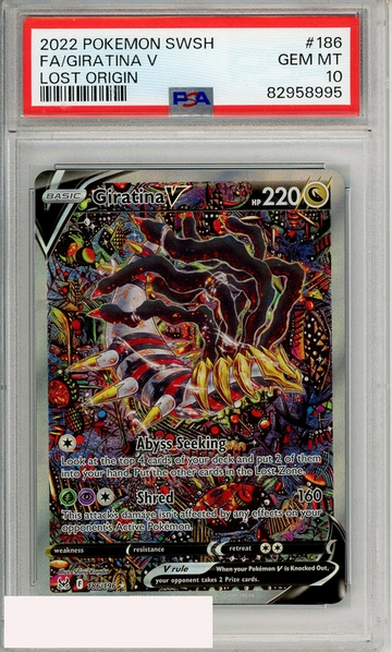 2022 POKEMON SWORD SHIELD LOST ORIGIN FA GIRATINA V #186 PSA 10