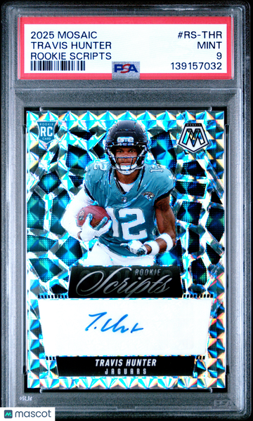 2025 Panini Mosaic Rookie Scripts Travis Hunter #RS-THR PSA 9