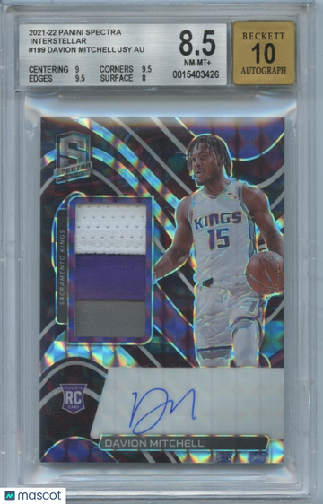 2021 Panini Spectra Interstellar Davion Mitchell #199 Rookie BGS 8.5 Panini Authentic Auto 10