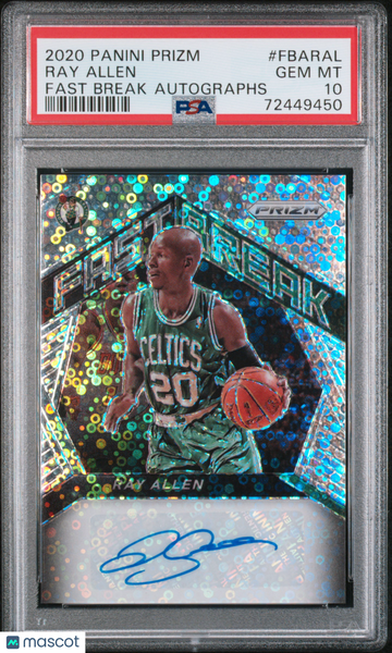 2020 Panini Prizm Fast Break Autographs Ray Allen #FBARAL PSA 10