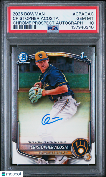 2025 Bowman Chrome Prospect Autographs Cristopher Acosta #CPACAC Rookie PSA 10