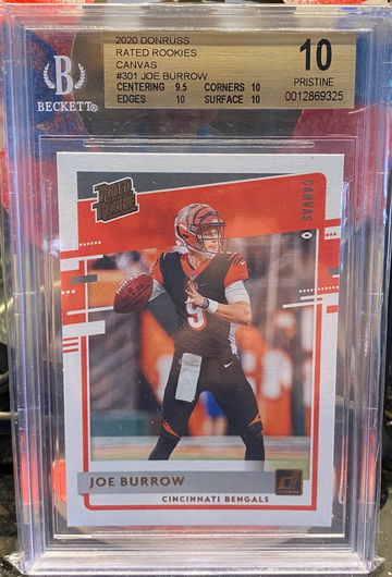 Joe Burrow 2020 Donruss Rated Rookie Canvas 301 Pristine BGS 10 Low Pop 3