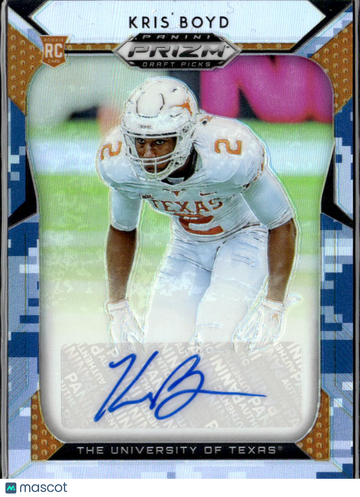 2019 Panini Prizm Draft Picks Kris Boyd #225 Blue Camo /25