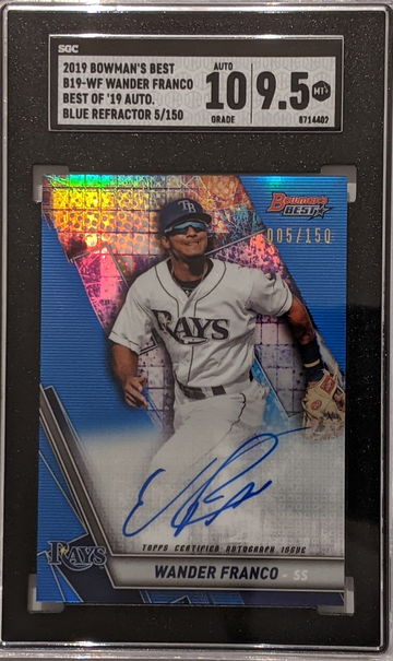 Jersey Number 005/150 Blue 1st Year 2019 Bowman's Best WANDER FRANCO auto SGC 9.5/10 Refractor Bowmans autograph