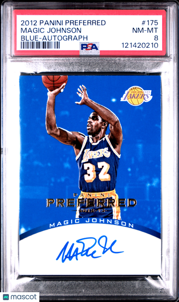 2012 Panini Preferred Magic Johnson #175 Blue Autograph PSA 8