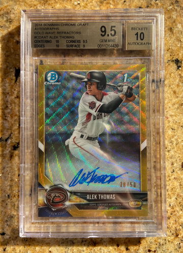 2018 Bowman Chrome Draft Alek Thomas Auto Autograph Gold Wave Refractor BGS 9.5 10 /50