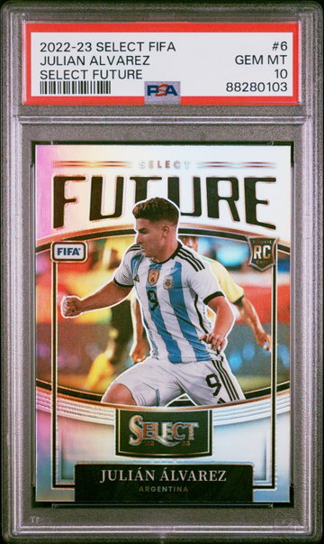 2022 PANINI SELECT FIFA JULIAN ALVAREZ SELECT FUTURE #6 RC ROOKIE PSA 10