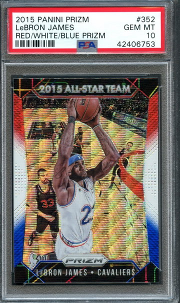 2015 Prizm Red White Blue Lebron James AS #352 PSA 10