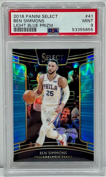 2018 Select Ben Simmons Light Blue Prizm /299 PSA 9