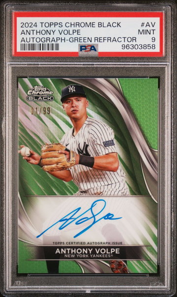 2024 Topps Chrome Black Green Refractor Anthony Volpe #CBA-AV Auto /99 PSA 9