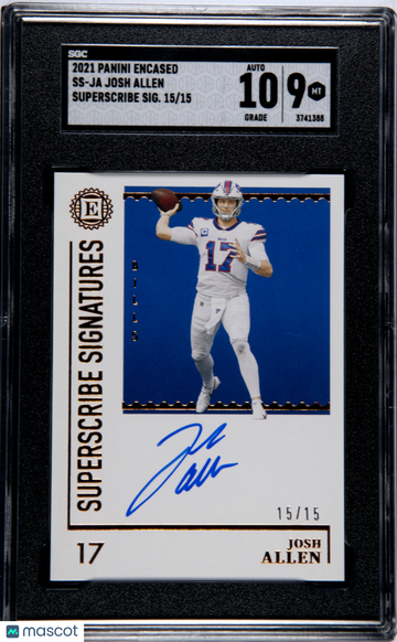 2021 Panini Encased Josh Allen #SS-JA Superscribe Sigs. 15 SGC 9 Auto 10
