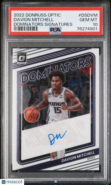 2022 Panini Donruss Optic Dominators Signatures Davion Mitchell #DSDVM PSA 10