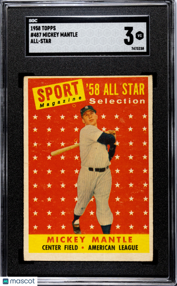 1958 Topps Mickey Mantle #487 All Star SGC 3