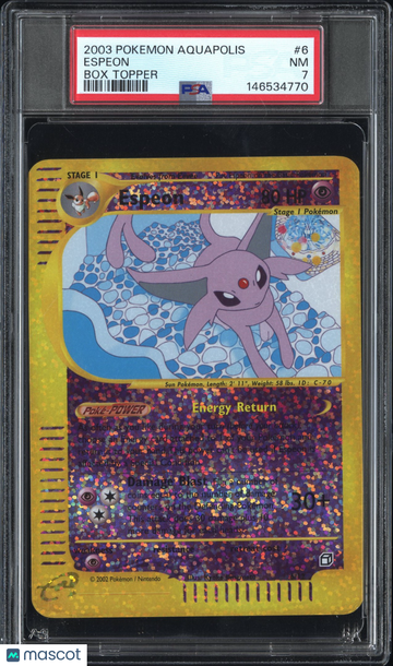 2003 Pokemon Aquapolis Box Topper Espeon Box Topper PSA 7 #6