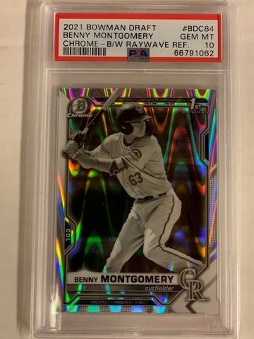 2021 Bowman Draft Benny Montgomery Chrome B/W Raywave Refractor PSA 10