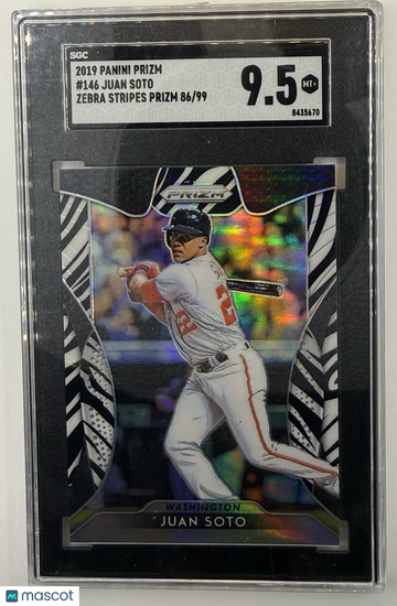 2019 Panini Prizm Juan Soto #146 Zebra Prizm Parallel/Variety Base Set Zebra SGC 9.5