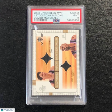 2003 Upper Deck MVP Combo Materials J. Stockton K. Malone #JS/KM Combo Materials PSA 9