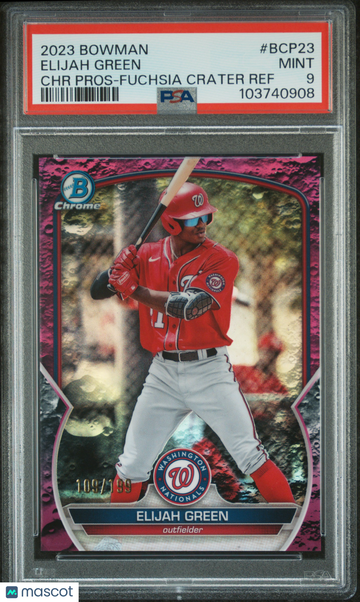 Elijah Green 2023 Bowman Chrome Prospects Fuchsia Crater Ref /199 PSA 9