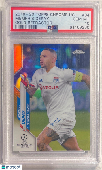 2019 Topps Chrome UEFA Champions League Memphis Depay #94 Gold Refractor PSA 10