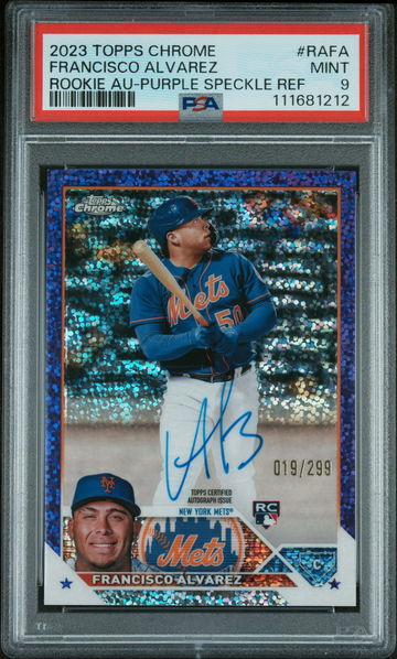 2023 Topps Chrome Rookie Autograph Purple Speckle Refractor Francisco Alvarez #RAFA /250 /299 PSA 9