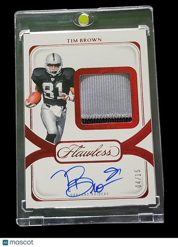 2025 Panini Flawless Football Tim Brown #DPA-TBN Distinguished Patch Autographs /15 Patch Memorabilia