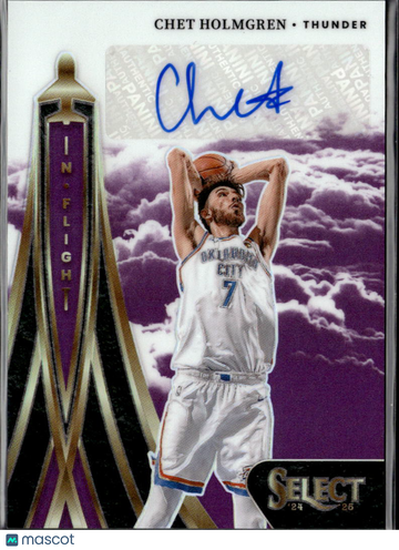 2025 Panini Select Prizm In Flight Chet Holmgren Autographed Trading Card #IFS-HOL NBA Oklahoma City Thunder