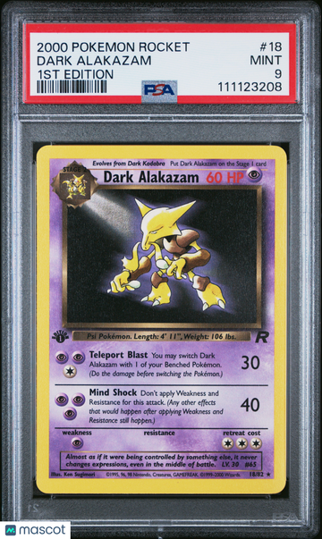 2000 Pokemon Rocket Dark Alakazam 1st Edition PSA 9