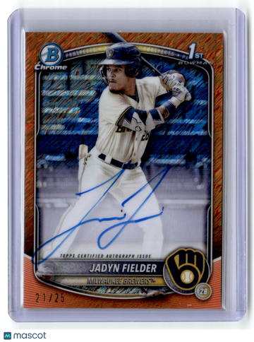 Jadyn Fielder 2025 Bowman Chrome Orange Shimmer Refractor 21/25 1st Bowman Topps #CPA-JF